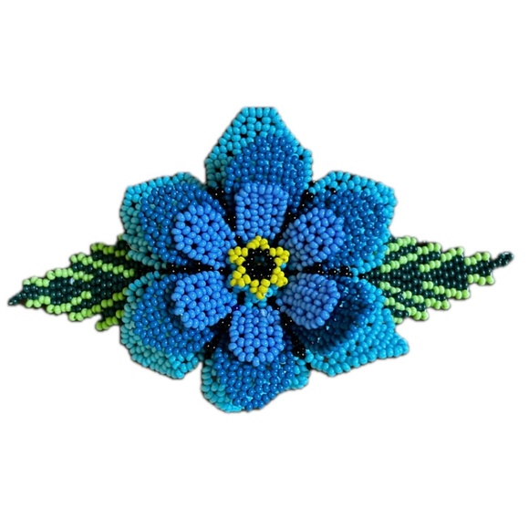 Large Wildflower Hair Statement Beaded Woven Clips (Smithsonian Museum Store) - Picture 2 of 9